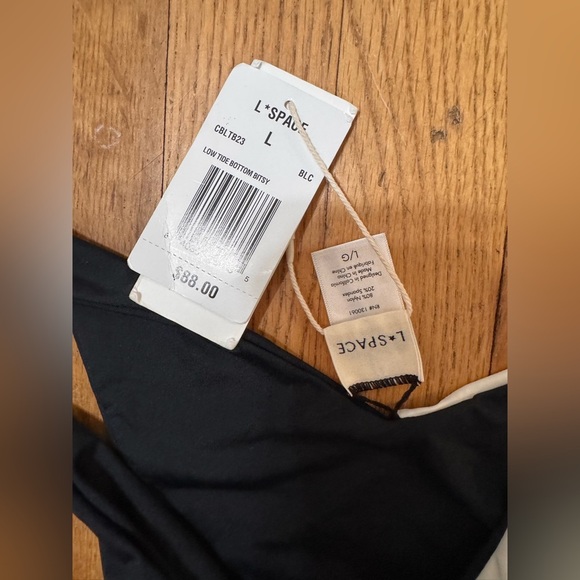 L*Space Low Tide Bikini Bottom Black-Cream - Picture 8 of 8